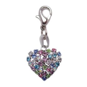 Colorful Rhinestone Heart-Shaped Charm