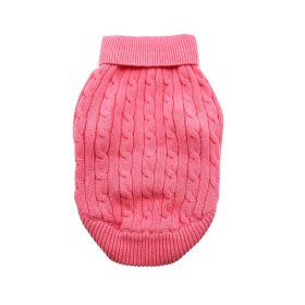 Combed Cotton Cable Knit Dog Sweater (Color: Candy Pink, size: XX-Small)