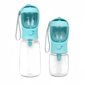 Portable Pet Water Bottle with Food Container - Leakproof Travel Water Dispenser & Collapsible Food Storage for Dogs, Cats, Outdoor Activities (Color: Blue, size: 500ml)