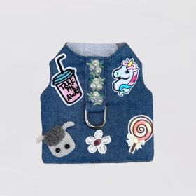 Cool Pup Dog  Harness (Color: Blue Flowers, size: LG)