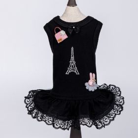 Paris Dog Dress (Color: Black, size: MD)
