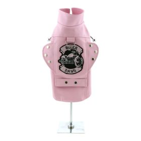 Biker Dawg Motorcycle Dog Jacket (Color: pink, size: medium)
