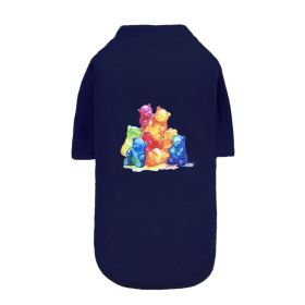 Yummy Gummy Dog Tee (Color: Navy, size: LG)